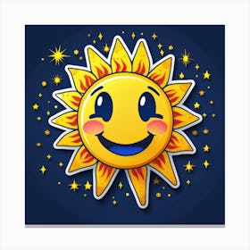 Lovely smiling sun on a blue gradient background 81 Canvas Print