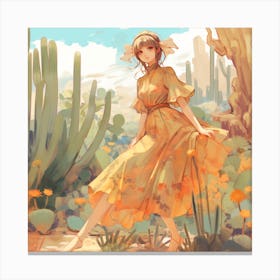 Cactus Girl Canvas Print