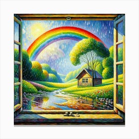 Rainbow Over The Window Canvas Print