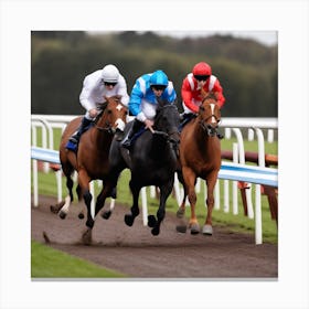 Jockeys Racing Horses 5 Canvas Print