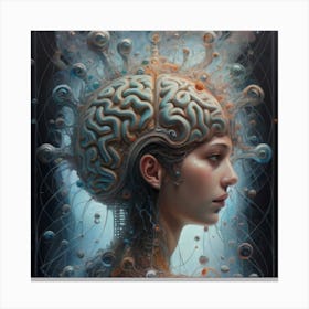 Woman With A Brain Canvas Print