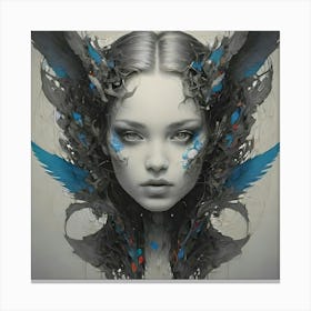 A futuristic artwork of a women with wings Canvas Print