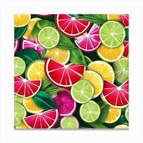 Seamless Pattern Of Citrus Slices Canvas Print