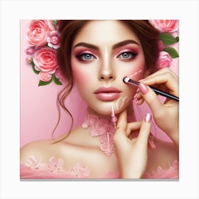 Beautiful Young Woman With Makeup Canvas Print