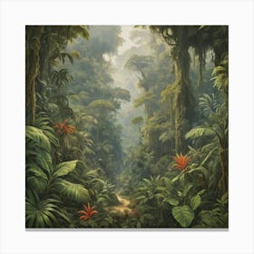 Tropical Forest Art Print Paintings 1 Canvas Print