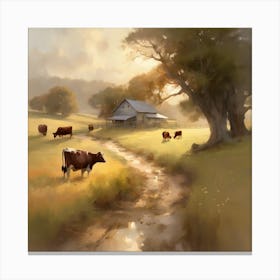 Cows In The Pasture Canvas Print