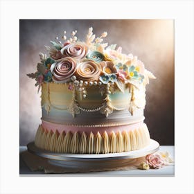 An Image Of A Beautifully Decorated Cake, Ideal For A Celebration Canvas Print