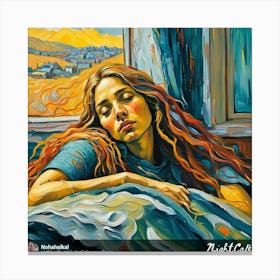 Girl Sleeping In Bed Canvas Print