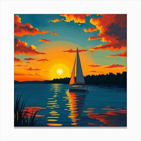 Sunset Sailboat 2 Leinwandbild