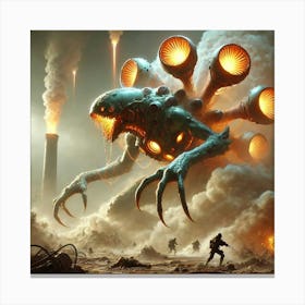 Venusian Kaiju Releasing Toxins Converted Canvas Print