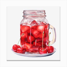 Cherry Juice In A Mason Jar 2 Canvas Print