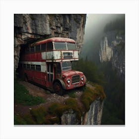 Old Bus In A Cave Canvas Print