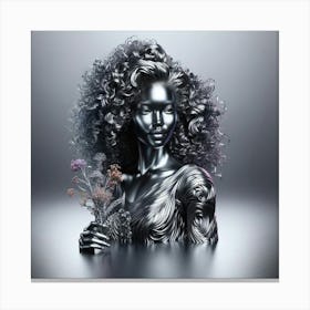 Black Woman With Flowers Canvas Print