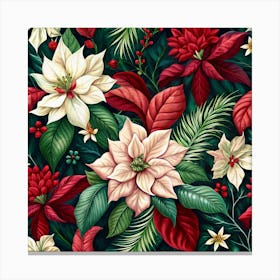 Poinsettia Seamless Pattern Canvas Print