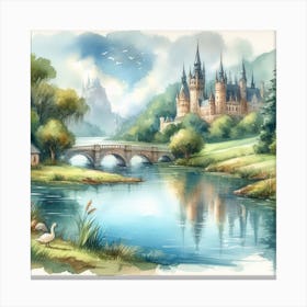 Watercolor Of A Castle 1 Canvas Print