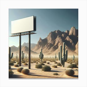 Blank Billboard In The Desert Canvas Print