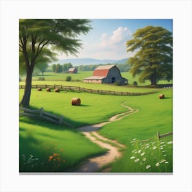 Hay Bales In The Field Canvas Print