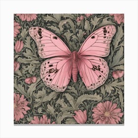 William Morris Print Pink Butterfly Botanical 3 Canvas Print