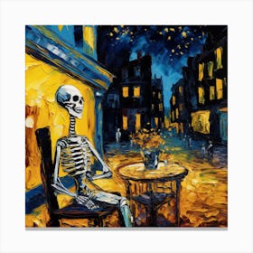 Skeleton At The Cafe Canvas Print