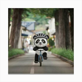 A Cute Panda Bear Riding A Bicycle Down Ufqupxmarc6co0phb Rjpa Wqduc87ormohyqyyq7q7vq Canvas Print