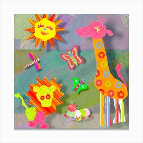 Giraffes And Butterflies Canvas Print