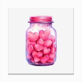 Pink Hearts In A Jar 18 Canvas Print