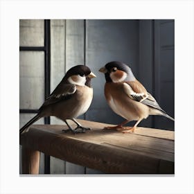 Firefly A Modern Illustration Of 2 Beautiful Sparrows Together In Neutral Colors Of Taupe, Gray, Tan 2023 11 23t012803 Canvas Print