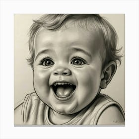Portrait Of A Baby Laughing Canvas Print