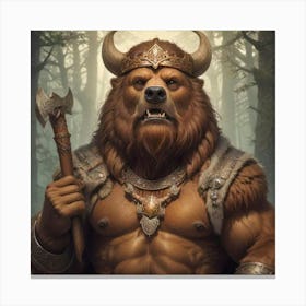 King Viking Bear Canvas Print