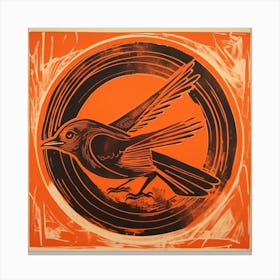 Retro Bird Lithograph Sparrow 2 Canvas Print
