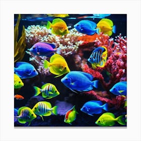 Colorful Fishes In An Aquarium Canvas Print