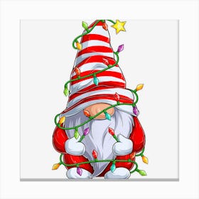 Red Gnome Xmas Light Matching Family Funny Christmas Pajama Canvas Print