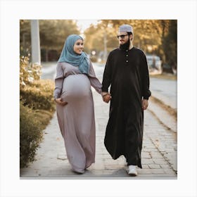 Muslim Couple Holding Hands Canvas Print