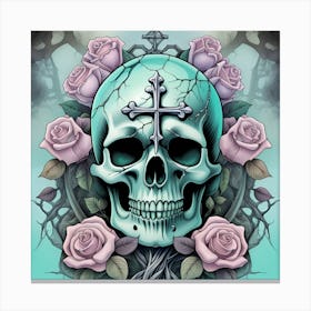 Skull And Roses 4 Canvas Print