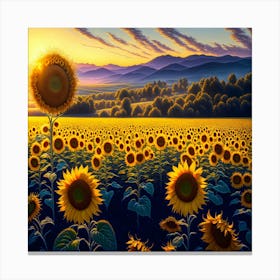 Sunflowers At Sunset 3 Canvas Print