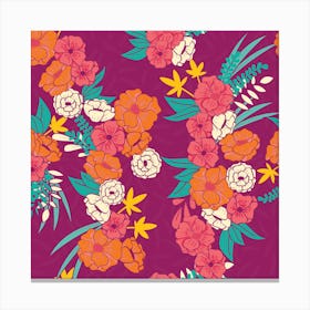 Flowers And Floral Pattern Square Canvas Print