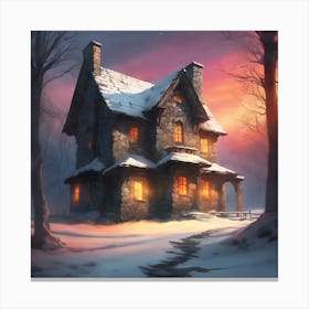 Old Stone House In the Lonely Woods Canvas Print