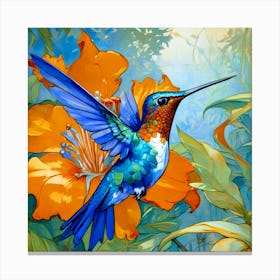 Blue Hummingbird Canvas Print