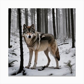 Wolf In The Woods 13 Canvas Print