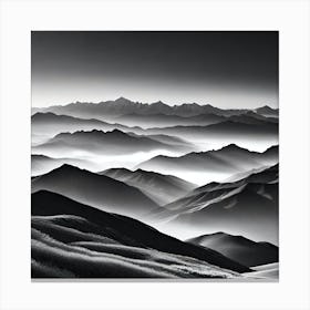 Black And White Mountain Landscape 26 Canvas Print