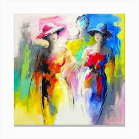 Two Women In Colorful Dresses Canvas Print