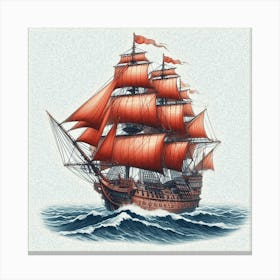 Scarlet sails. Ship In The Sea Canvas Print