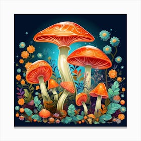 Mushrooms In The Garden 2 Canvas Print