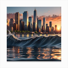 Sunset In New York City Canvas Print