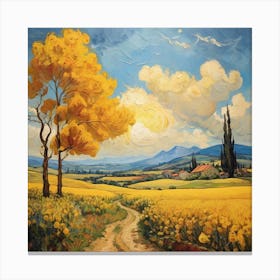 Van Gogh style, Sunny landscape 1 Canvas Print