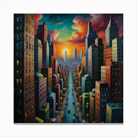 New York City At Sunset Canvas Print