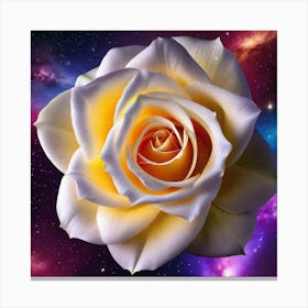 White Rose In Space Canvas Print