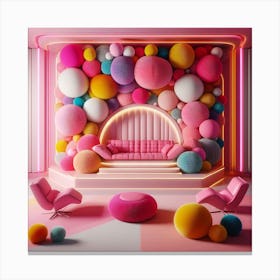 Pink Pom Pom Room Canvas Print