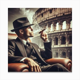 Man Smoking A Cigar In Rome 1 Canvas Print