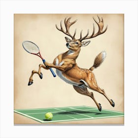 Deer Tennis 3 Canvas Print